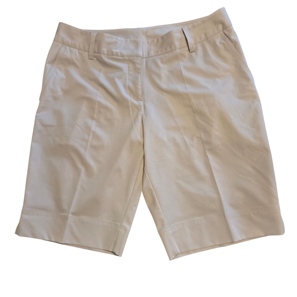 Adidas Climalite Womens Activewear Tan Golf Bermuda Shorts Slash Pockets Size 12